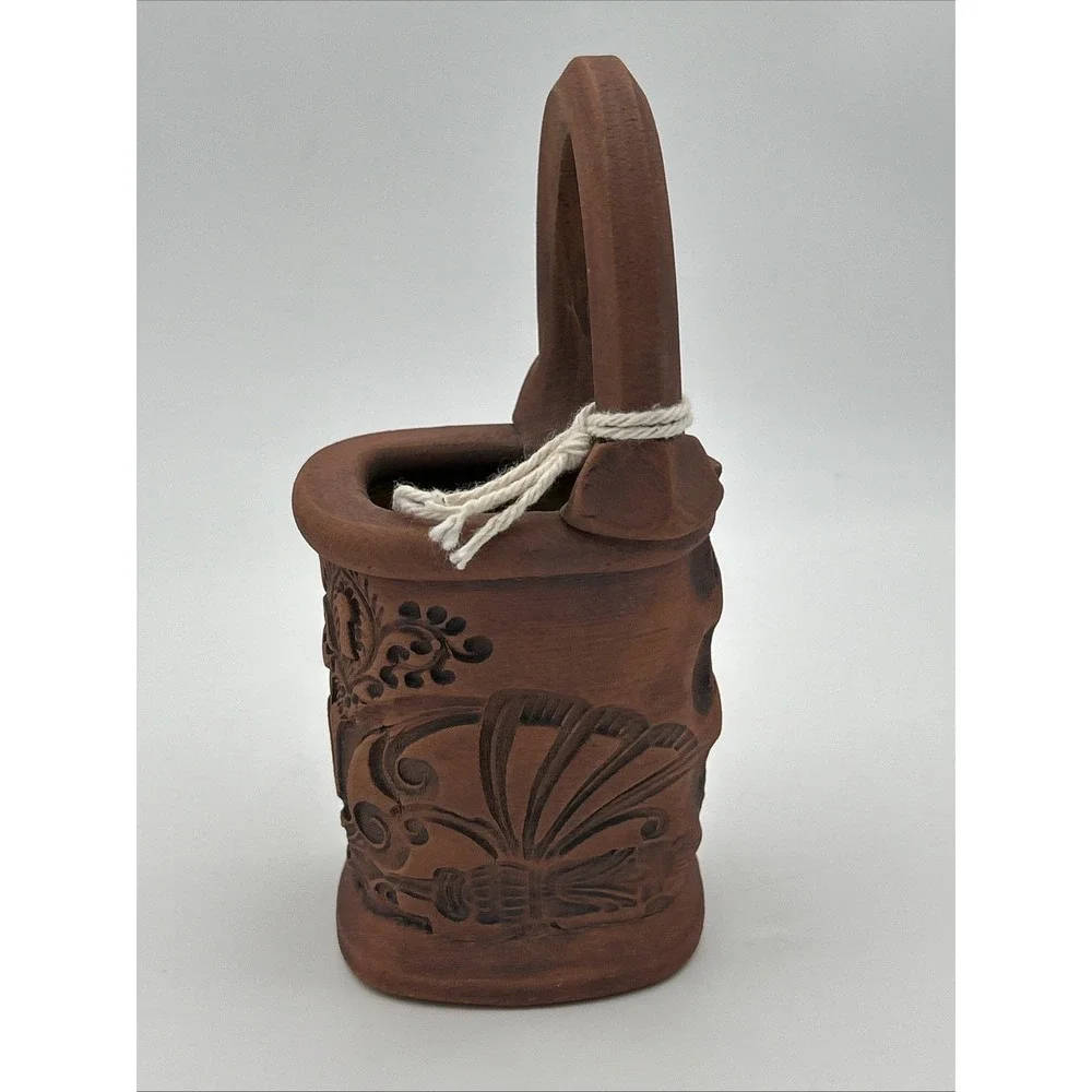 Frohreich Barn Buckets Pottery Vase Red Clay‎ Stamped Design 3